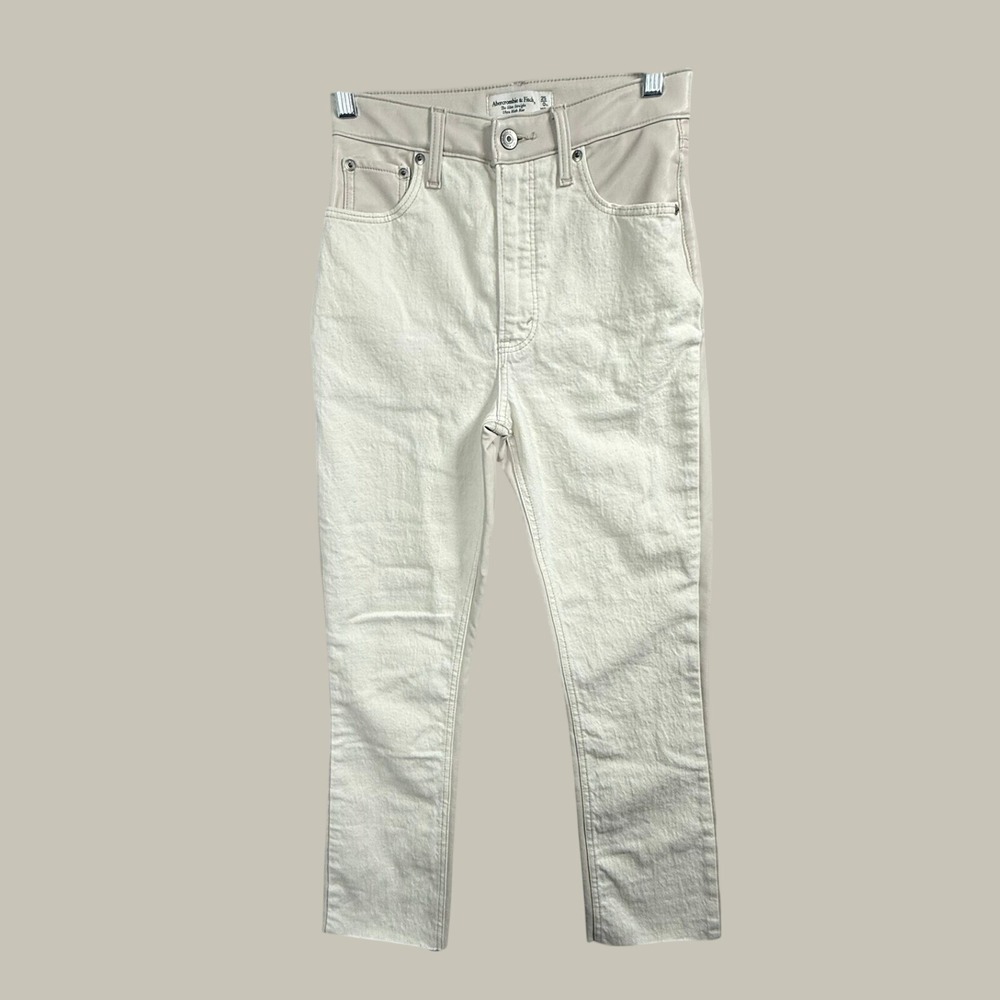 Abercrombie & Fitch Slim Straight Ultra High Rise Faux Leather Mixed Media Jeans